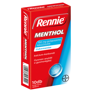 Rennie Menthol 750mg gyógyszeres rágógumi 10 db kép