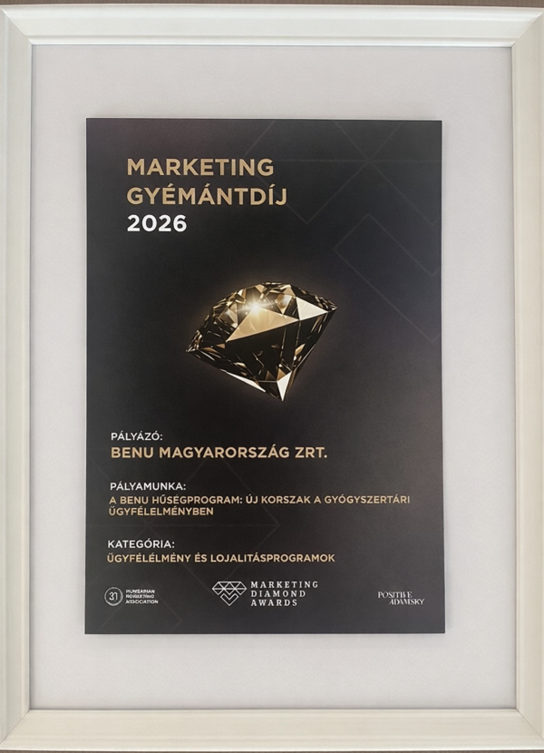 Marketing Gyémántdíjat nyert a BENU!