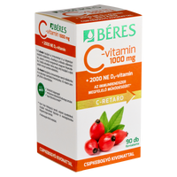 Béres C-vitamin 1000 mg RETARD filmtabletta csipkebogyó kivonattal + 2000 NE D3-vitamin 90 db - Kép
