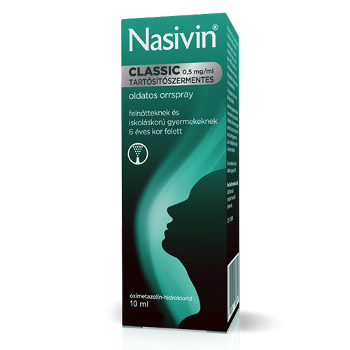 Nasivin Classic 0,5 mg/ml tartósítószermentes oldatos orrspray 10ml - Kép