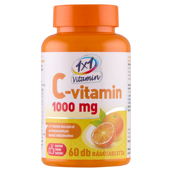 VitaPlus 1x1 Vitaday C-vitamin 1000 mg rágótabletta narancs ízű 60 db - Kép