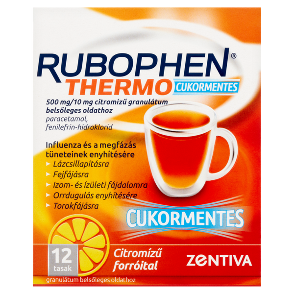 Rubophen Thermo cukormentes 500mg/10mg citromízű granulátum 12 db - Kép 3