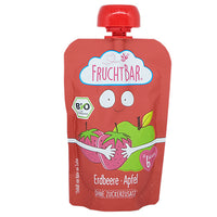 Fruchtbar Bio eper-alma gyümölcspüré 6 hónapos kortól 100g - Kép