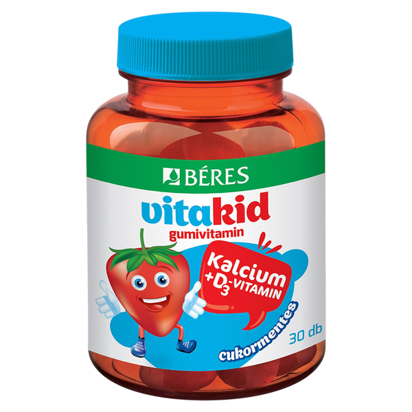 Béres VitaKid Ca + D₃ gumivitamin gumitabletta eper 30 db - Kép 4