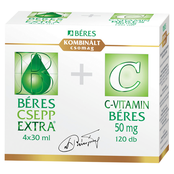 Béres Csepp Extra belsőleges oldatos cseppek 4x30 ml + C-Vitamin Béres 50 mg tabletta 120 db - Kép 2