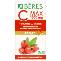 Béres C MAX 1500mg RETARD filmtabletta csipkebogyó kivonattal + 3000NE D3-Vitamin 90db - Kép