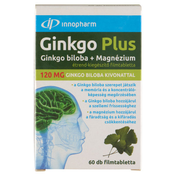 Innopharm Ginkgo Plus Ginkgo Biloba + Magnézium 120mg filmtabletta 60 db - Kép