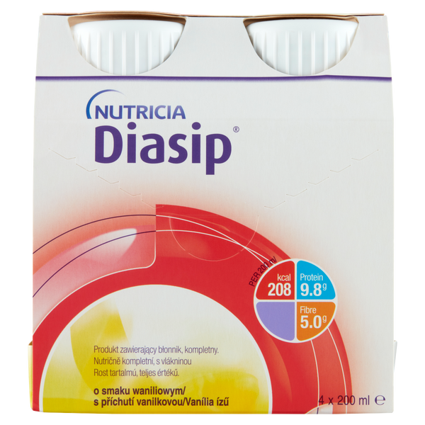 Nutricia Diasip vanília ízű speciális gyógyászati célra szánt élelmiszer 4x200ml - Kép 1
