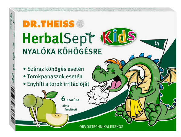 Dr.Theiss HerbalSept Kids nyalóka száraz köhögésre 6 db - Kép