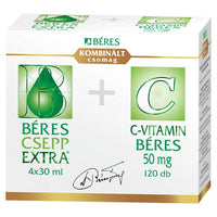 Béres Csepp Extra belsőleges oldatos cseppek 4x30 ml + C-Vitamin Béres 50 mg tabletta 120 db - Kép