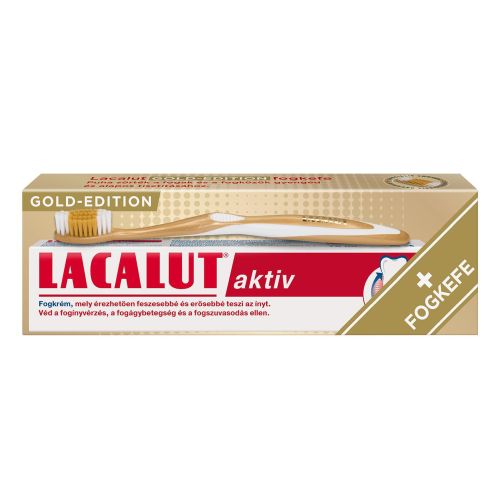 Lacalut Aktiv fogkrém 75ml + Gold Edition fogkefe 1x - Kép