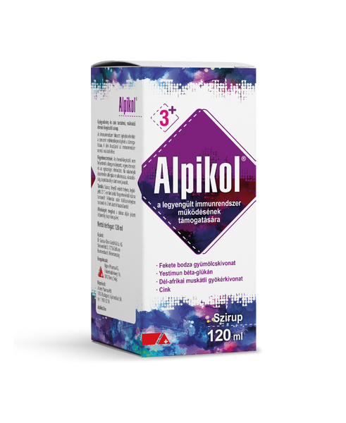 Alpikol gyógynövény szirup cinkkel, málna ízben 120ml - Kép 1