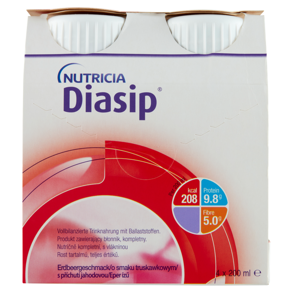 Nutricia Diasip eper ízű speciális gyógyászati célra szánt élelmiszer 4x200ml - Kép 1