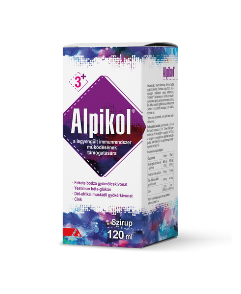 Alpikol gyógynövény szirup cinkkel, málna ízben 120ml - Kép 2