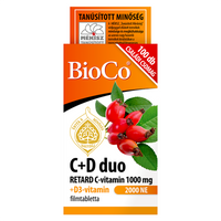 BioCo C+D duo Retard C-vitamin 1000 mg + D3-vitamin 2000 NE filmtabletta 100 db - Kép