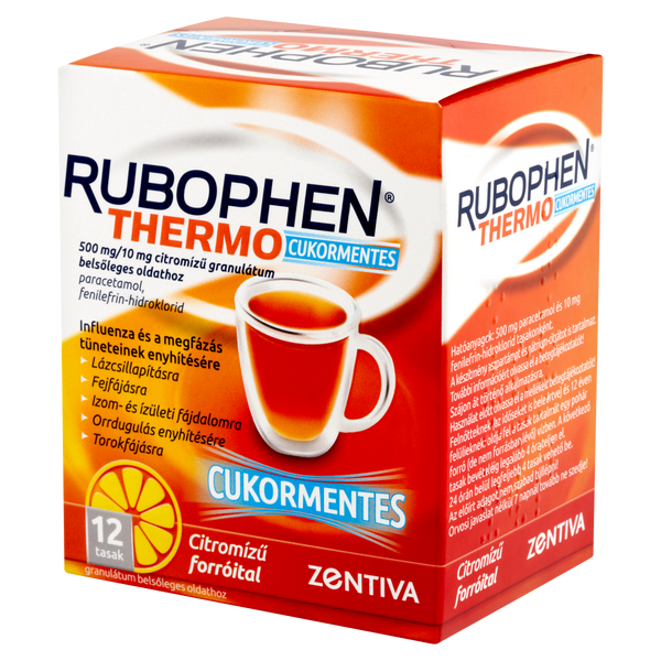 Rubophen Thermo cukormentes 500mg/10mg citromízű granulátum 12 db - Kép 1