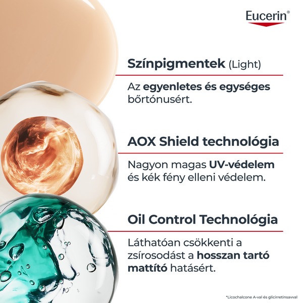 Eucerin Sun Oil Control színezett napozó gél-krém arcra light SPF50+ 50ml - Kép 4