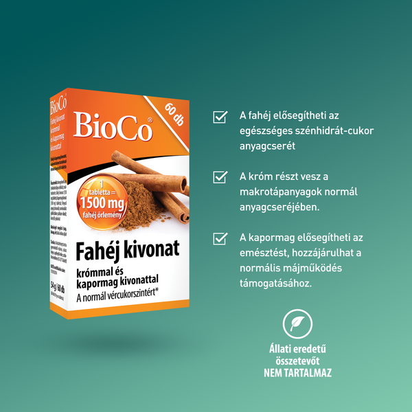BioCo Fahéj kivonat krómmal és kapormag kivonattal tabletta 60 db - Kép 6