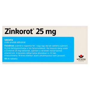 Zinkorot 25 mg tabletta 50 db kép