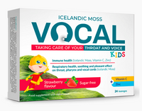 Vocal Kids eper ízű szopogató tabletta izlandi zuzmóval 24 db - Kép