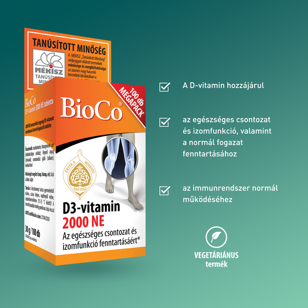 BioCo D3-vitamin 2000 NE étrend-kiegészítő Megapack tabletta 100 db - Kép 4