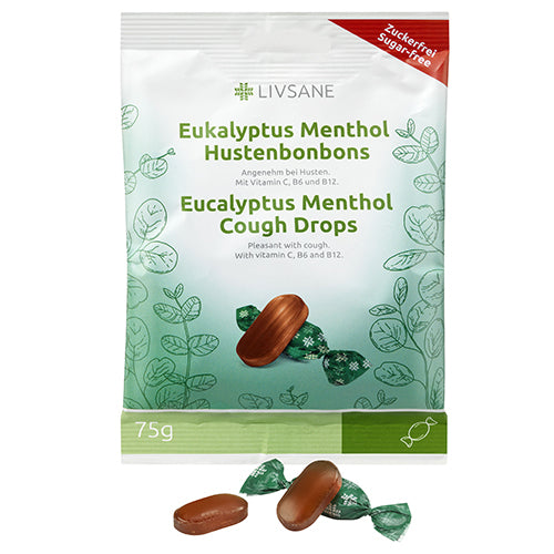 LIVSANE Eukaliptusz-Mentol ízű cukorka édesítőszerekkel 75g - Kép