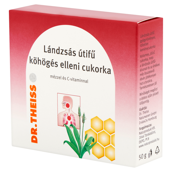 Dr.Theiss Lándzsás útifű köhögés elleni cukorka mézzel és C-vtaminnal 50g - Kép 5