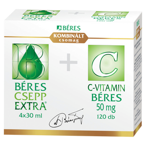 Béres Csepp Extra belsőleges oldatos cseppek 4x30 ml + C-Vitamin Béres 50 mg tabletta 120 db kép