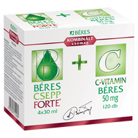 Béres Csepp Forte belsőleges oldatos cseppek +C-vitamin 4x30ml+120 db - Kép