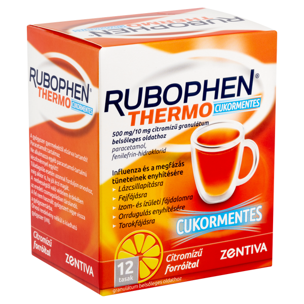 Rubophen Thermo cukormentes 500mg/10mg citromízű granulátum 12 db - Kép 2