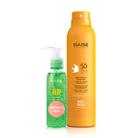BABÉ WetSkin Áttetsző fényvédő spray SPF50 200ml + Aloe Vera gél 90ml - Kép