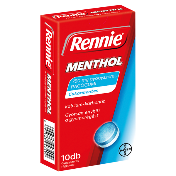 Rennie Menthol 750mg gyógyszeres rágógumi 10 db - Kép