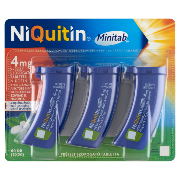 NiQuitin Minitab 4 mg préselt szopogató tabletta 3x20 db - Kép 2