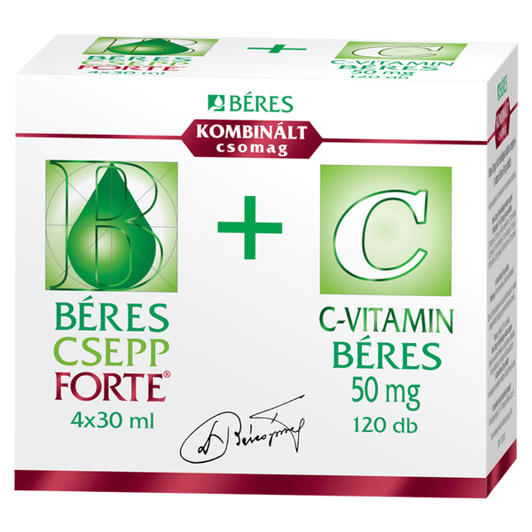Béres Csepp Forte belsőleges oldatos cseppek +C-vitamin 4x30ml+120 db - Kép 1