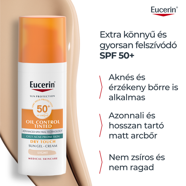Eucerin Sun Oil Control színezett napozó gél-krém arcra light SPF50+ 50ml - Kép 7