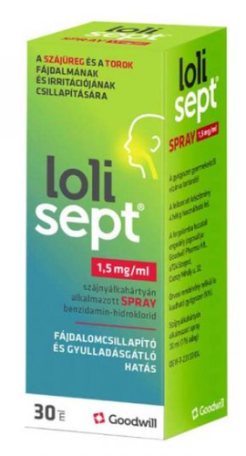 Lolisept 1,5 mg/ml szájnyálkahártyán alkalmazott spray 30ml - Kép
