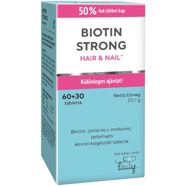 Vitabalans Biotin Strong Hair & Nail 60+30 db - Kép