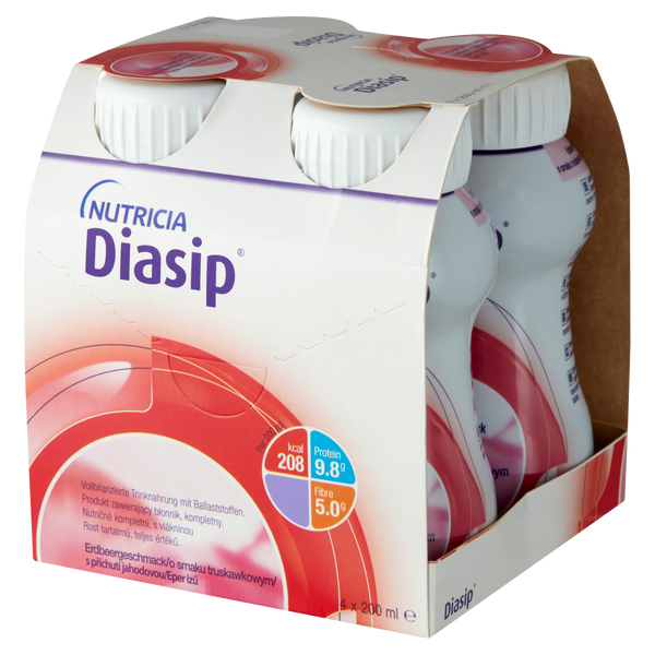 Nutricia Diasip eper ízű speciális gyógyászati célra szánt élelmiszer 4x200ml - Kép 2