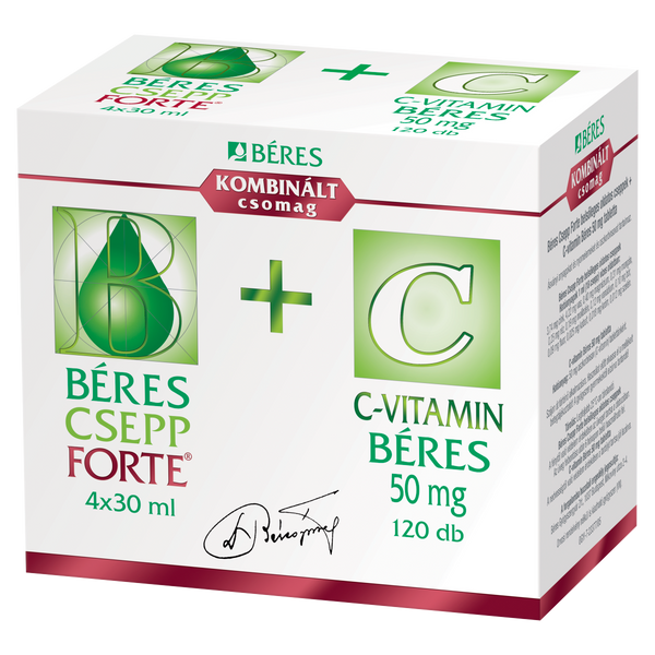 Béres Csepp Forte belsőleges oldatos cseppek +C-vitamin 4x30ml+120 db - Kép 2