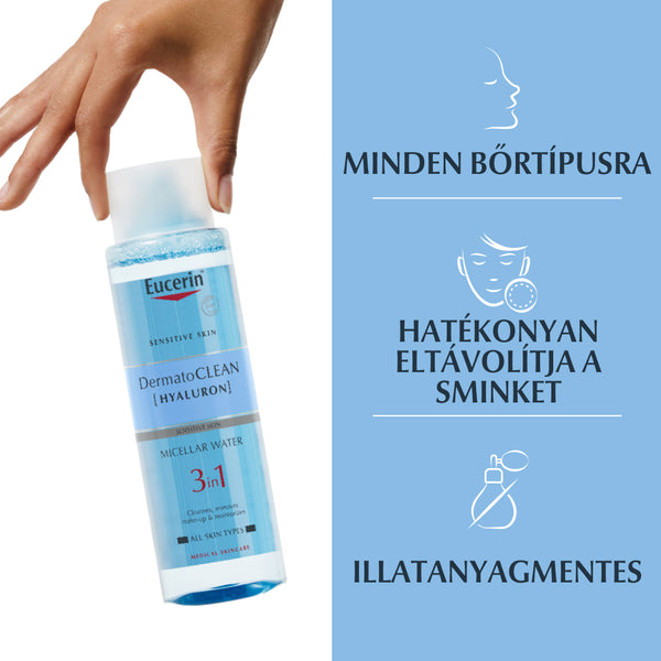 Eucerin DermatoCLEAN Hyaluron3 az 1-ben Micellás arclemosó 400ml - Kép 1
