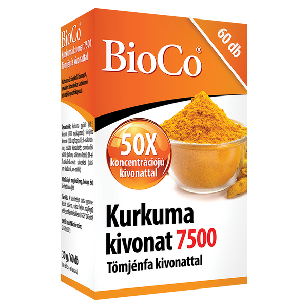 BioCo Kurkuma kivonat 7500 Tömjénfa kivonattal étrend-kiegészítő kapszula 60 db - Kép 5