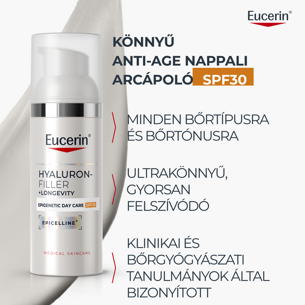 Eucerin Hyaluron-Filler + Longevity Epigenetic Nappali arcápoló SPF30 50ml - Kép 10