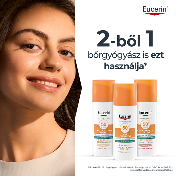 Eucerin Sun Oil Control színezett napozó gél-krém arcra light SPF50+ 50ml - Kép 10