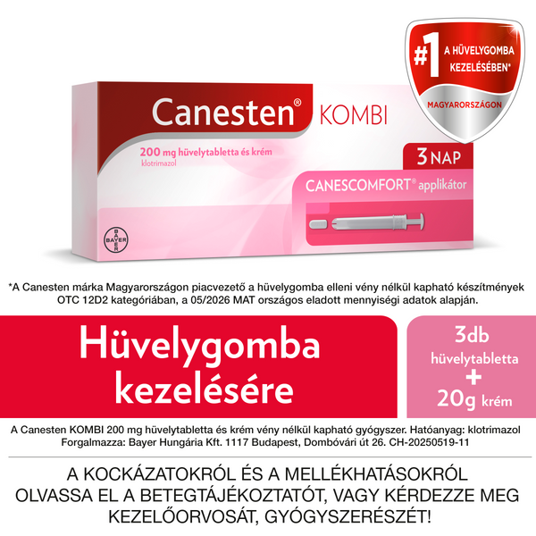 Canesten Kombi 200 mg hüvelytabletta és krém 3x200mg+20g - Kép 15